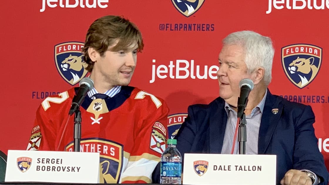 Dale Tallon with Sergei Bobrovsky