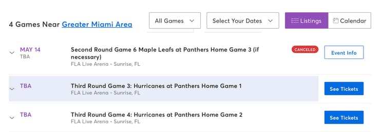 Carolina hurricanes tickets