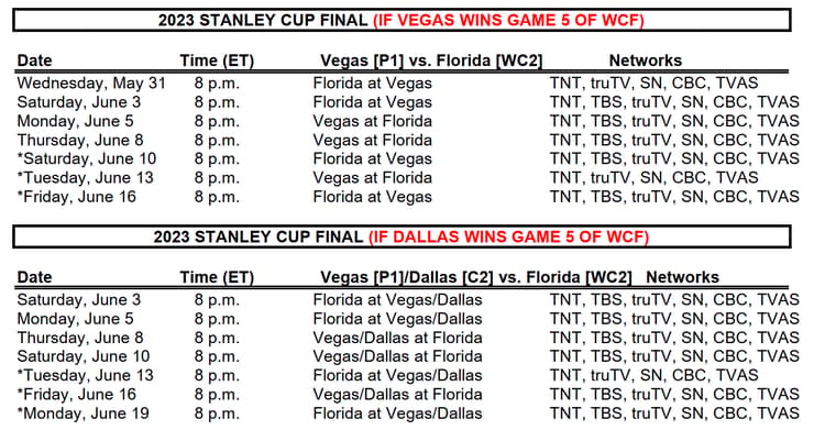 Stanley cup schedule
