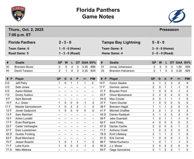 Panthers lightning