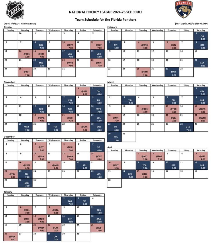Panthers schedule
