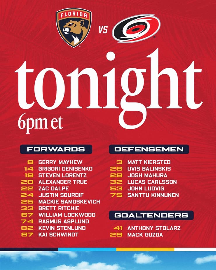Florida Panthers roster sept 29